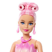 Mattel Barbie Petal Pop Scented Fashion Doll with Pink Tulip Dress, Water Reveal, Accessories Including Bunny and Necklace, JMF57