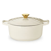 Carote A14303 4.5QT Enamel Cast Iron Dutch Oven, 9.5 Inch Round Soup Pot with Lid, Induction Compatible, White