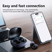 VEAT00L P97 Wireless Clip On Earbuds with Digital Display Charging Case, Blue