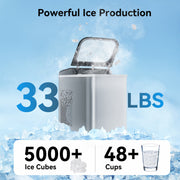 NICWIN Nugget Ice Maker Countertop Portable Ice Machine, 34 lb/Day, Self-Cleaning, Touch Control, Silver, IMB1008A-UL