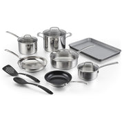 Cuisinart Advantage Pro Series 13-Piece Stainless Steel Cookware Set, Aluminum-Encapsulated Base, Oven Safe, Induction Compatible, Silver, 92CP-13