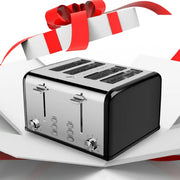 Keenstone W021218 Stainless Steel Retro 4 Slice Toasters, Black