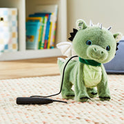 Sound N Light Kid Connection Walking Dragon Plush Toy with Interactive Leash, Silver Wings, Blue Eyes, Ages 3 and Up