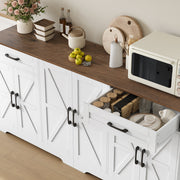 Homfa Buffet Cabinet, 70.8 in Farmhouse Sideboard with 6 Doors, 2 Drawers, Adjustable Shelves, White