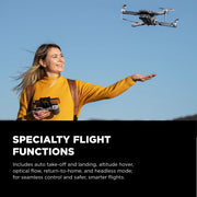 Vivitar SkyVision 4K Ultra HD GPS Foldable Video Drone, 4.3-Inch Display Controller, Brushless Motors, 1-Axis Gimbal, VR Headset, 17-Minute Flight Time
