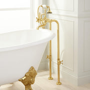 Signature Hardware SH441138PB Freestanding Tub Supply Lines with Shutoff Valves - Polished Brass