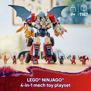 LEGO 6526911 NINJAGO Zane's Ultra Combiner Mech Ninja Toy Pretend Play 4-in-1 Building Toy Set for Kids