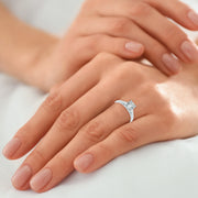 Forever Bride SOR1099H-KW220 1/2 Carat T.W. Round Diamond 10 Kt White Gold Miracle Plate Solitaire Engagement Ring, 7