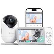 Dr.Care DC-SBM001 5 Smart WiFi Baby Monitor with 2K Ultra HD Camera, Pan-Tilt-Zoom, Night Vision, Temperature & Humidity Alerts, Two-Way Talk, Split-Screen Viewing