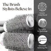 Olivia Garden Ceramic + Ion Speed XL Extra-Long Barrel Hair Brush Kit, 4-Piece Set, White/Grey, 715-CIXLBOX01