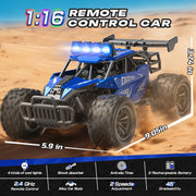 WonderStone 3699-RC8 1:16 RC Cars, Alloy Remote Control Truck with LED Headlight and 2 Rechargeable Batteries, Blue