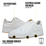 Carhartt Detroit Leather Men's Athletic Work Shoes, Wide Toe Box, Slip-Resistant Outsole, Electrical Hazard Protection, White, Size 11.5M, FC2120-M