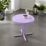 Crosley Furniture Griffith Outdoor Side Table, Retro Lavender Gloss, Weather-Resistant Steel, Compact Round Pedestal, Supports 100 lbs