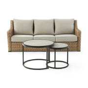 Better Homes & Gardens BHD336157386101 River Oaks Outdoor Sofa & 2 Nesting Tables with Patio Cover, Natural