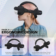 Wiher LSJ14230916-ZAP-B RGB Comfort Battery Head Strap 8000mAh Compatible with Meta Quest 3 Accessories - Black