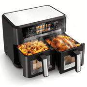 Patbrela 13QT Dual Basket Air Fryer Oven, 1700W, 10-in-1 Digital Touchscreen, Independent Temperature Control, Black, AF310