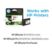 HP 3JA01AN#RFD 962XL High Yield Magenta Ink Cartridge, 1600 Page Yield, Black