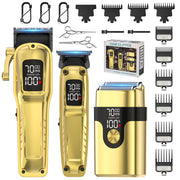 Cshidworld Professional Hair Clipper Set for Men, 7000Rpm Motor, High Carbon Steel Blades, IPX6 Waterproof, 3-in-1 Cordless Kit with LED Display, PCTE003GO