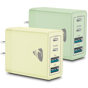 Aioneus ID3504 Multi-Port USB C Charger Cube 40W Fast Charging Block Wall Charger, Yellow+Green, 2-Pack