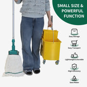Midoneat Side Press Wringer Combo Mop Bucket on Wheels, 22 Quarts, Including One Mop,Yellow