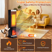 WLRETMCI Tower Space Heater, 2000W Ceramic Electric Heater with Remote, Thermostat, 70 Oscillation, 3D Flame Effect, ECO Mode, Black