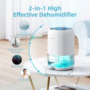 Kloudic Dehumidifier, Portable 35oz Water Tank, Ultra Quiet Operation Below 39dB, Auto Shut Off, White, 280 Sq.ft Coverage, CS01-WH
