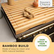Aleratec Bamboo Stovetop Cover Cutting Board with Adjustable Legs, Large, Integrated Juice Groove, Sustainable Hardwood