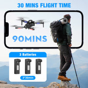 AUOSHI F196 Drones with Camera for Adults 6K, 1080P FPV RC Quadcopter for Kids Beginners with 3 Batteries