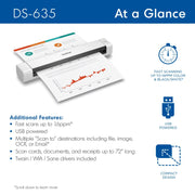 Brother DS635 Portable Monochrome/Color Compact Mobile Document Scanner