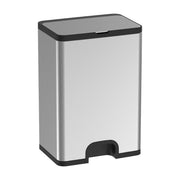 Nine Stars Automatic Trash Can, 13 Gallon, Brushed Stainless Steel, Foot Motion Sensor, Soft Close Lid, Silver, DZT-50-53