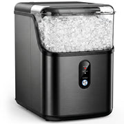 Snowyermine Nugget Ice Maker Countertop, Soft Chewable Sonic-Style Pebble Ice, 35 lb Daily Output, One-Touch Self-Cleaning, Stainless Steel Black, HMBK04N1A009