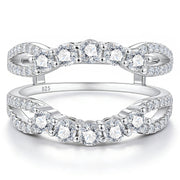 Newshe Jewellery Curved Moissanite Ring Enhancer, 1.3 Carat Total Weight, D Color VVS1 Clarity, 925 Sterling Silver, Size 8
