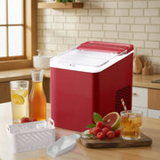 Mainstays MS9502550614-04 Countertop Ice Maker, Red Sedona, 9 Bullet Cubes, 2 Ice Sizes
