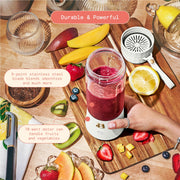 Beautiful by Drew Barrymore 19406 Portable To-Go Blender 2.0, 70W Motor, 16 oz BPA-Free Tritan Jar, Oyster Gray