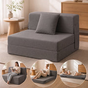 Z-HOM Folding Sofa Bed Twin Size Memory Foam Convertible Sleeper Chair Floor Couch Futon with Pillow Dark Gray ROC4-003