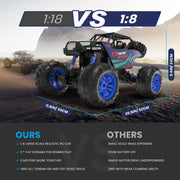 JoyStone DE60-1 DEERC Metal Car Large 1:8 Scale 4WD Remote Control Monster Truck with 2 Batteries, Dark Blue