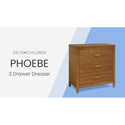Delta Children Phoebe Baby Dresser with Interlocking Drawers, Modern Wood Combo Style, Chestnut or Bianca White