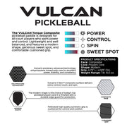 Vulcan Torque Composite Pickleball Paddle, Lightweight, Cushioned Grip, Durable Edge Guard, Red Black, WALVTOR-RED