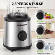 Casualife Countertop Blender Food Processor Combo, Silver