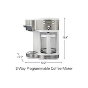 Hamilton Beach 2-Way Programmable Coffee Maker, Single-Serve and 12 Cup Glass Carafe, White, 49933