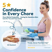 KLIZZA Blue Nitrile Disposable Gloves, Latex-Free, Powder-Free, Food-Grade, Textured Fingertips, Small, 1000 Count