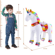 WondeRides Ride On Blue Unicorn Horse Toy, Medium Size, 36 in Height, Plush Riding Pony for Kids Age 4-9