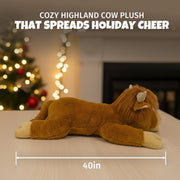 Ready To Hug Jumbo Highland Cow Plush Toy, 40-Inch, Ultra-Soft Shaggy Fur, Brown
