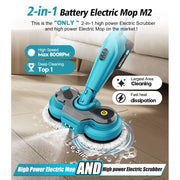 Amiluo Cordless Electric Spin Mop, Dual-Motor 800 RPM, 6,000 mAh Battery, Water Spray, LED Headlights, Smart Display, Self-Propelled, Multi-Surface Cleaning, Blue, M2