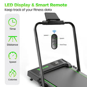Patbrela 2 in 1 Foldable Walking Pad Treadmill with Handlebar, 2.5HP Motor, LED Display, Remote Control, Supports 300 lbs, Under Desk, Black