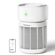 PhiloDeco Smart WiFi Air Purifier, H13 True HEPA Filter, PM2.5 Monitor, 110 CFM CADR, Sleep Mode, Tuya App Control, White, Large Room Up to 3500 sq ft, AP306PMW