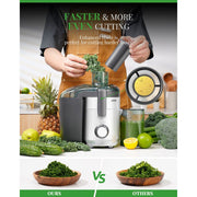GDOR Juicer Machine, Dual Speed Centrifugal Extractor, Titanium Enhanced Cut Disc, 2.5 in Feed Chute, Anti-Drip, Includes Cleaning Brush, White, JE2003W