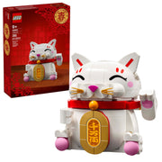 LEGO Lucky Cat Building Toy, 280 Pieces, Waving Paw Action, White, Ages 9+, 6523866
