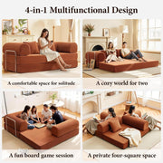 Coolhut AH-0277-160-BN Convertible Floor Chaise Longue Bed Sofa, Pumpkin Brown