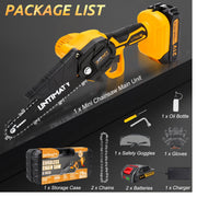 UNTIMATY G250101US-YELLOW 6 inch Mini Chainsaw with 2 Batteries and Case Cordless Electric, 3/8